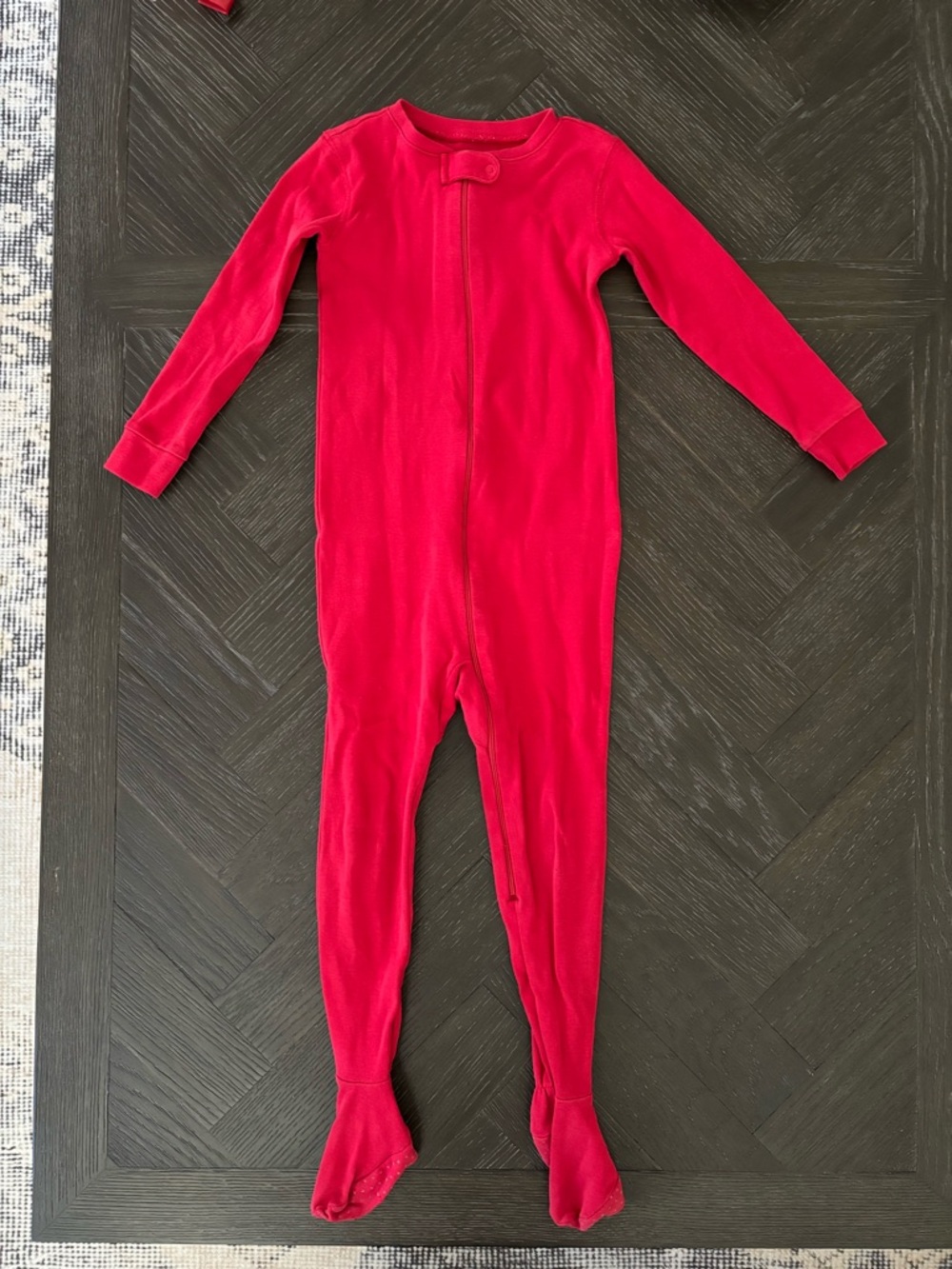 Bright Red Kids Footed One-Piece Pajamas